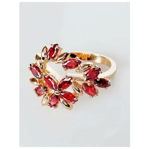 Кольцо помолвочное Lotus Jewelry, гранат, размер 19, красный