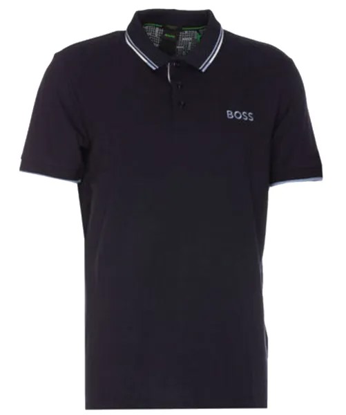 Мужская хлопковая рубашка-поло HUGO BOSS Paddy Pro контрастного цвета, синий