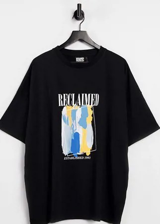 Черная oversized-футболка с принтом живописи Reclaimed Vintage Inspired-Черный цвет