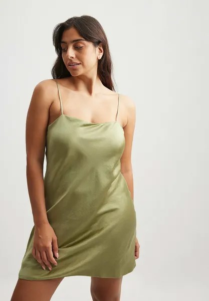 Летнее платье NA-KD, оливково-зеленое.