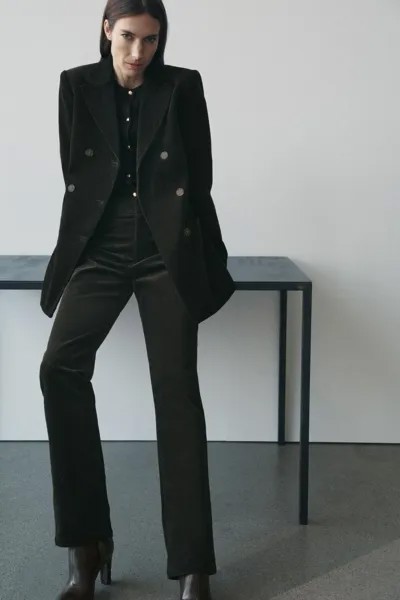 Двубортный вельветовый пиджак коллекция zw ZARA, зеленый