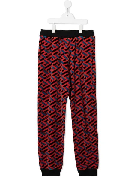 Versace Kids спортивные брюки с принтом Greco
