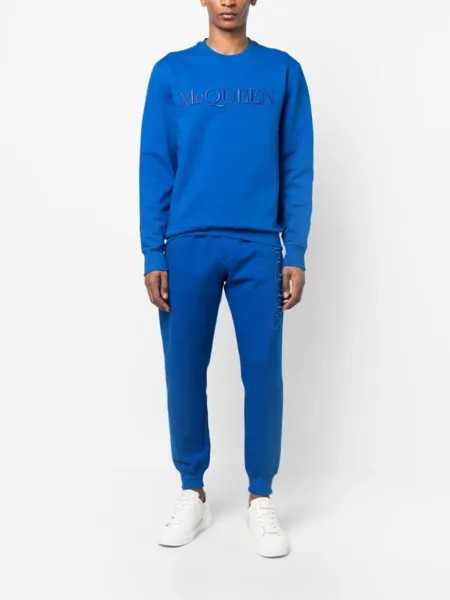 Alexander McQueen спортивные брюки с вышитым логотипом, синий