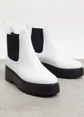 Белые резиновые ботинки челси на массивной подошве ASOS DESIGN-Белый