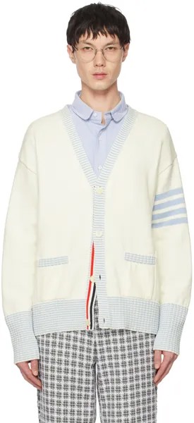 Белый кардиган Hector с 4 перемычками Thom Browne