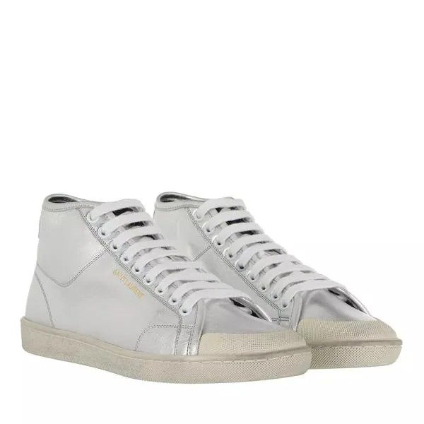 Кроссовки court classic sl/39 mid-top sneakers leather Saint Laurent, серебряный