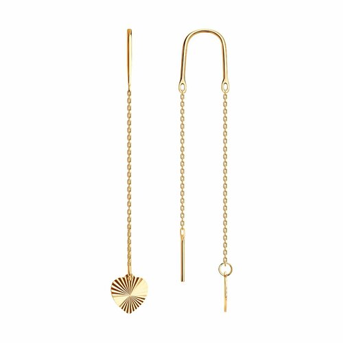 Серьги цепочки Diamant online, красное золото, 585 проба, длина 5.8 см