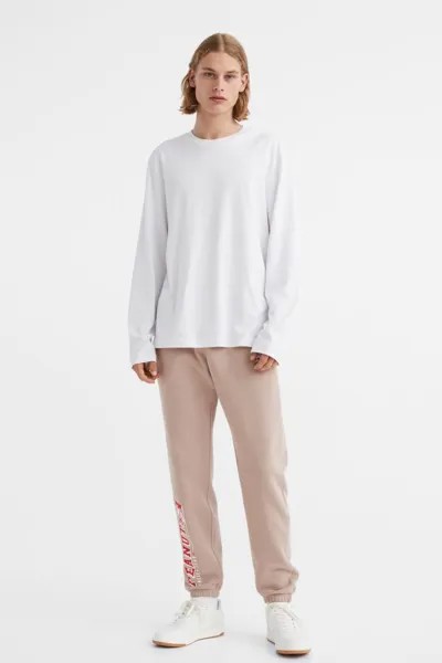 Спортивные брюки мужские H&M 1027358010 бежевые L (доставка из-за рубежа)