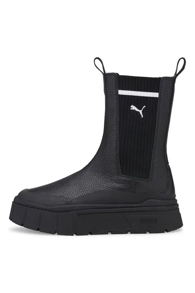 Кожаные ботинки челси на плоской платформе Mayze Stack Puma, черный