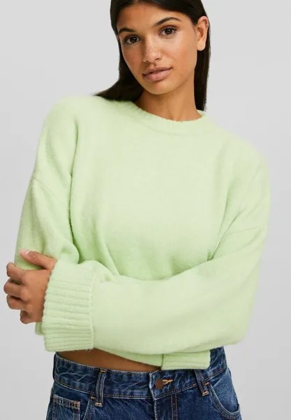 Свитер Round Neck Cropped Bershka, цвет evergreen