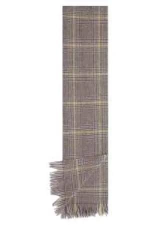 Теплый шарф в мелкую клетку, вдохновленный шотландским стилем. Аксессуар выполнен из мягкой шерсти. Размер изделия 180х35 см. По краям - короткая бахрома.