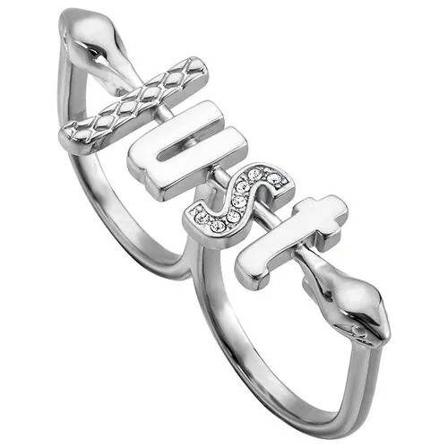 Кольцо на два пальца Just Cavalli, кристалл, размер 18, серебряный