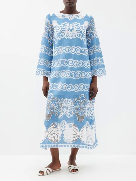 Платье миди seraphina из парусины с кружевной аппликацией Borgo De Nor, синий
