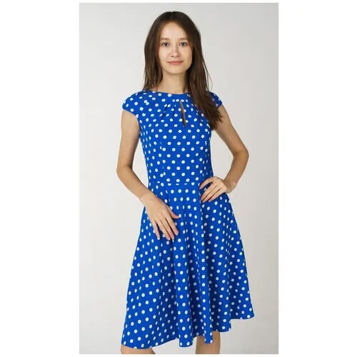 Платье с пышной юбкой в горох Stella Di Mare Dress 878-17 Синий 44