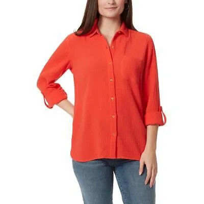 Anne Klein Женская хлопковая офисная рубашка Lucile с воротником на пуговицах BHFO 0194