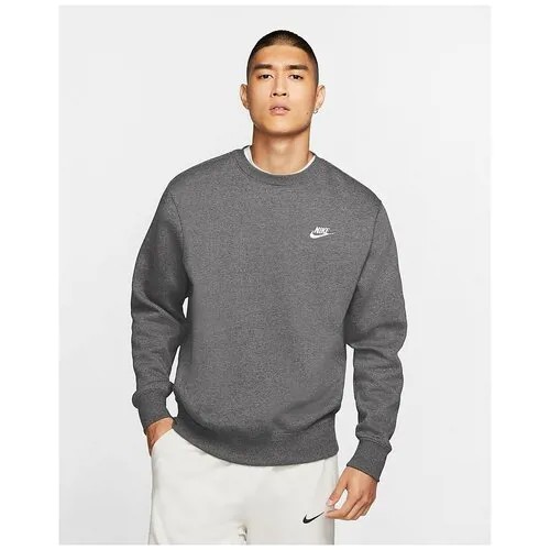 Свитшот спортивный NIKE M NSW CLUB CRW BB, размер L, , charcoal heather/white