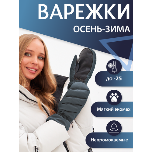 Варежки , демисезон/зима, удлиненные, утепленные, водонепроницаемые, подкладка, размер ONE CIZE, серый