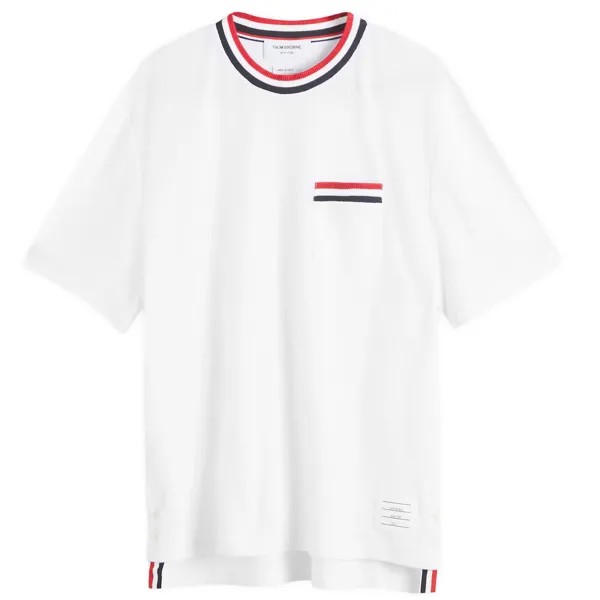 Футболка Thom Browne Stripe Tipped Textured T-Shirt, белый