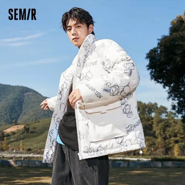 Куртка Semir Мужская зимняя, пуховик свободного покроя с мультяшным принтом, плотный Повседневный трендовый плащ, 2022