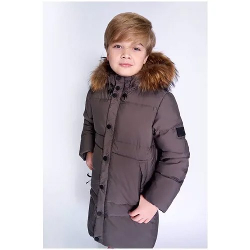 Пуховик Baon, демисезон/зима, карманы, капюшон, размер 110, коричневый