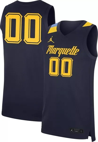 Мужская баскетбольная майка Jordan Marquette Golden Eagles № 00, реплика синего цвета