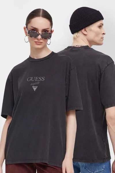 Хлопковая футболка Guess Originals, черный