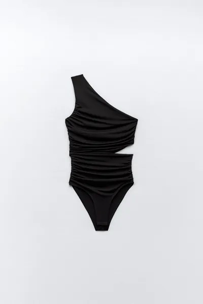 Боди асимметричного выреза ZARA, черный