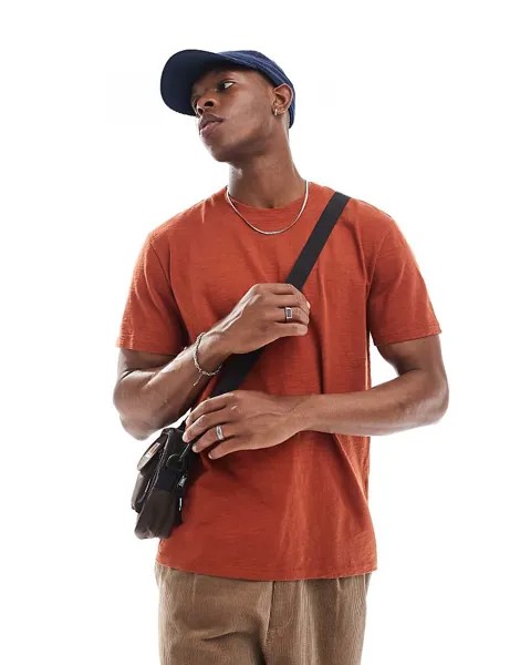 Красная пестрая футболка свободного кроя Hollister