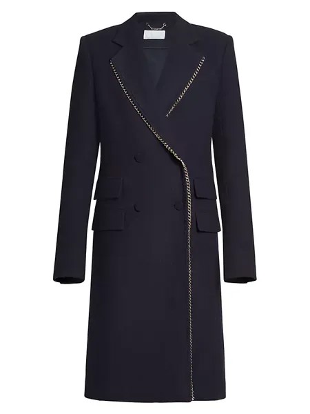 Длинное шерстяное пальто с цепочкой Chloé, цвет ink navy