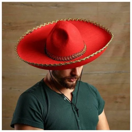 Карнавальная шляпа Сомбреро, цвет красный Страна Карнавалия .