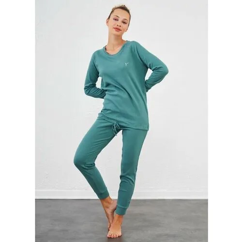 Пижама Relax Mode, легинсы, лонгслив, размер 44, бирюзовый, зеленый
