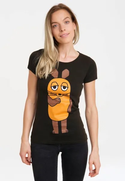 Футболка с принтом DIE MAUS LOGOSHIRT, цвет schwarz braun
