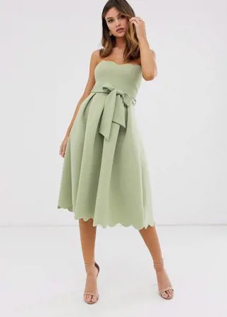 Платье бандо миди для выпускного ASOS DESIGN-Зеленый