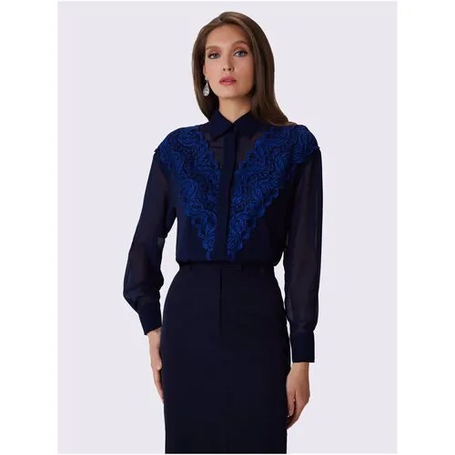 Блуза Арт-Деко, размер 50, синий
