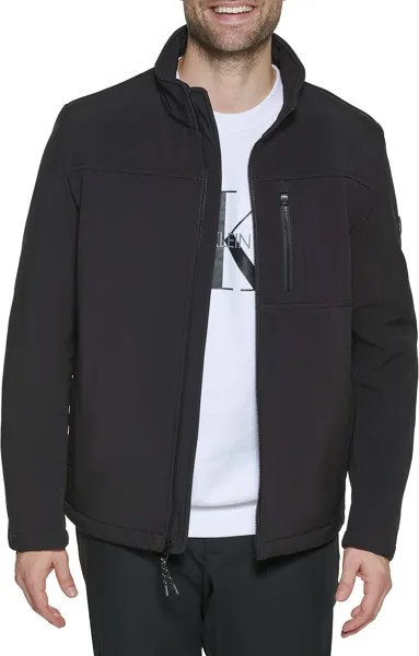 Куртка Men's Water Resistant Soft Shell Open Bottom Jacket (Standard and Big & Tall) Calvin Klein, цвет Deep Black
