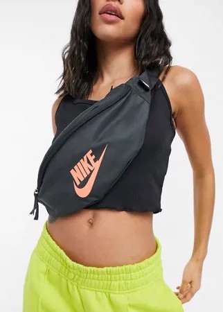 Серая с оранжевой отделкой сумка-кошелек на пояс и через плечо Nike Heritage-Серый