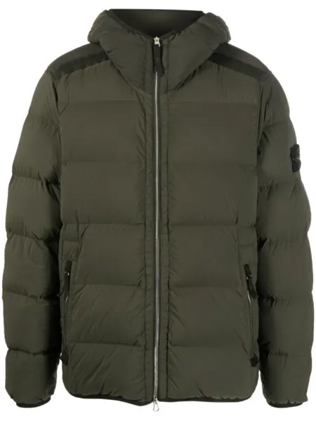 Пуховик с нашивкой Compass Stone Island, зеленый