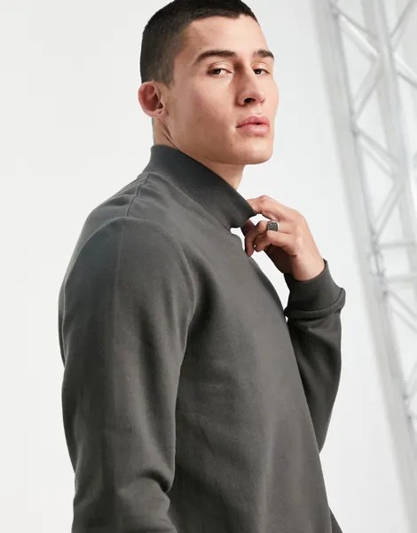 Черный свитшот с высоким воротником ASOS DESIGN