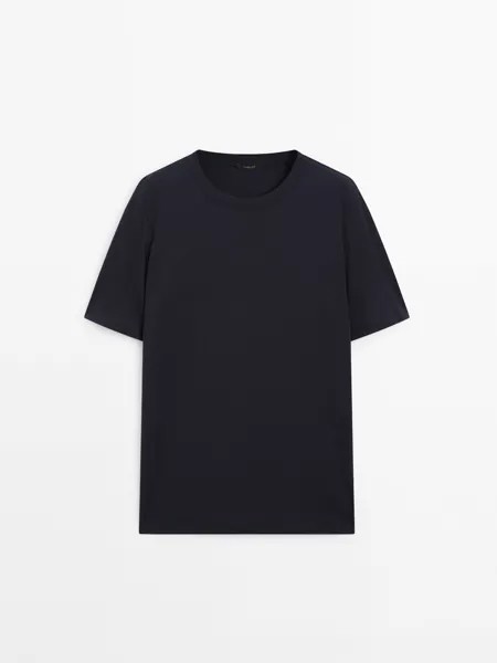 Футболка с коротким рукавом из хлопковой смеси Massimo Dutti, синий