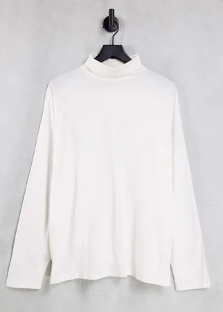 Белый oversized-лонгслив с отворачивающимся воротником ASOS DESIGN