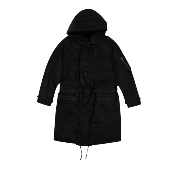 Пальто Saint Laurent Belted Parka Long 'Black', черный
