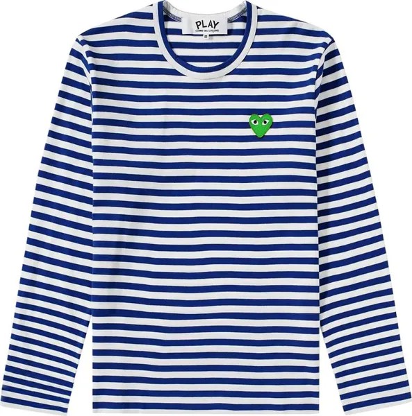 Футболка Comme des Garçons PLAY Long-Sleeve Striped T-Shirt 'Navy', синий