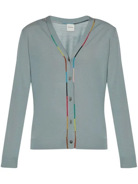 Paul Smith кардиган из мериносовой шерсти с контрастной отделкой, синий