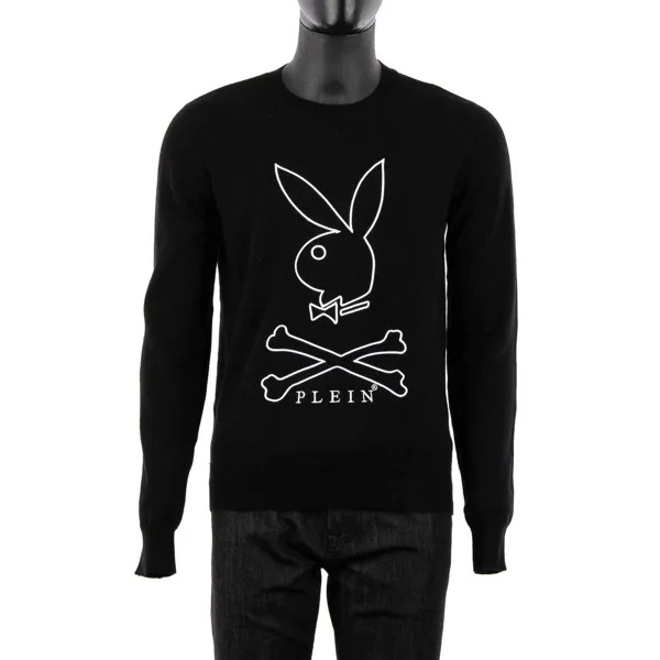 Philipp Plein X Playboy Кашемировый свитер с черепом и кроликом Черный Белый 08393