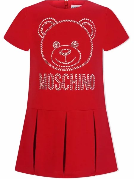 Moschino Kids платье с плиссировкой и логотипом