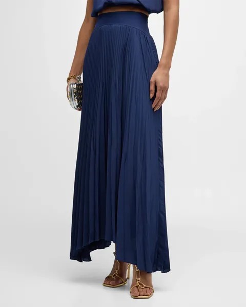 Асимметричная юбка со складками Winifred Ramy Brook, цвет Spring Navy