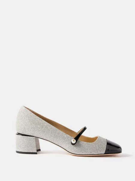 Туфли мэри джейн elisa 45 из блестящей кожи Jimmy Choo, серебряный