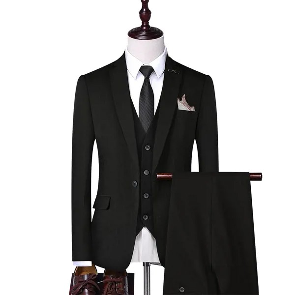 Модный мужской костюм в полоску, комплект из трех предметов, новинка 2020, облегающие мужские деловые костюмы, блейзеры + брюки + жилетки, мужские свадебные костюмы