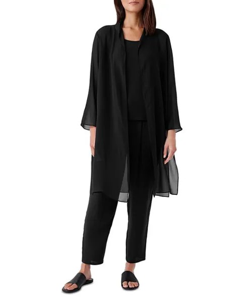 Шелковая куртка с открытым передом Eileen Fisher, цвет Black