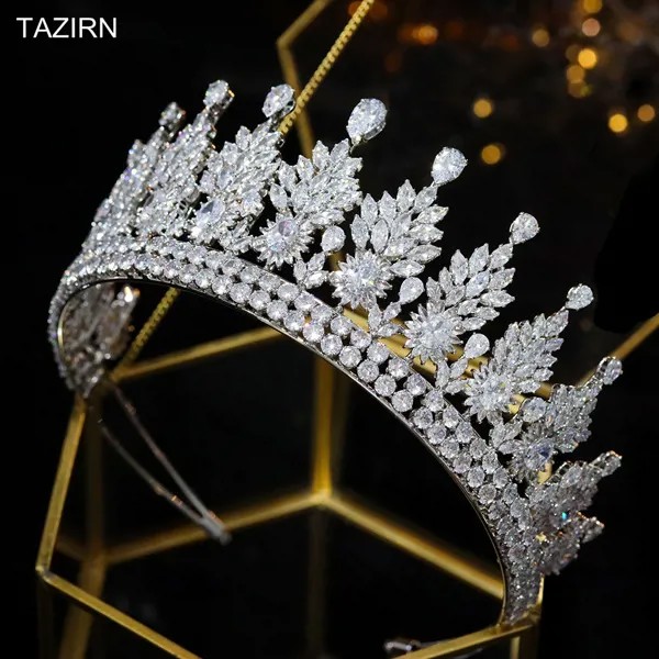 Тиары и короны с фианитами женские, диадемы и короны с кубическим цирконием для свадьбы, торжества Вечерние вечеринки, выпускного вечера
